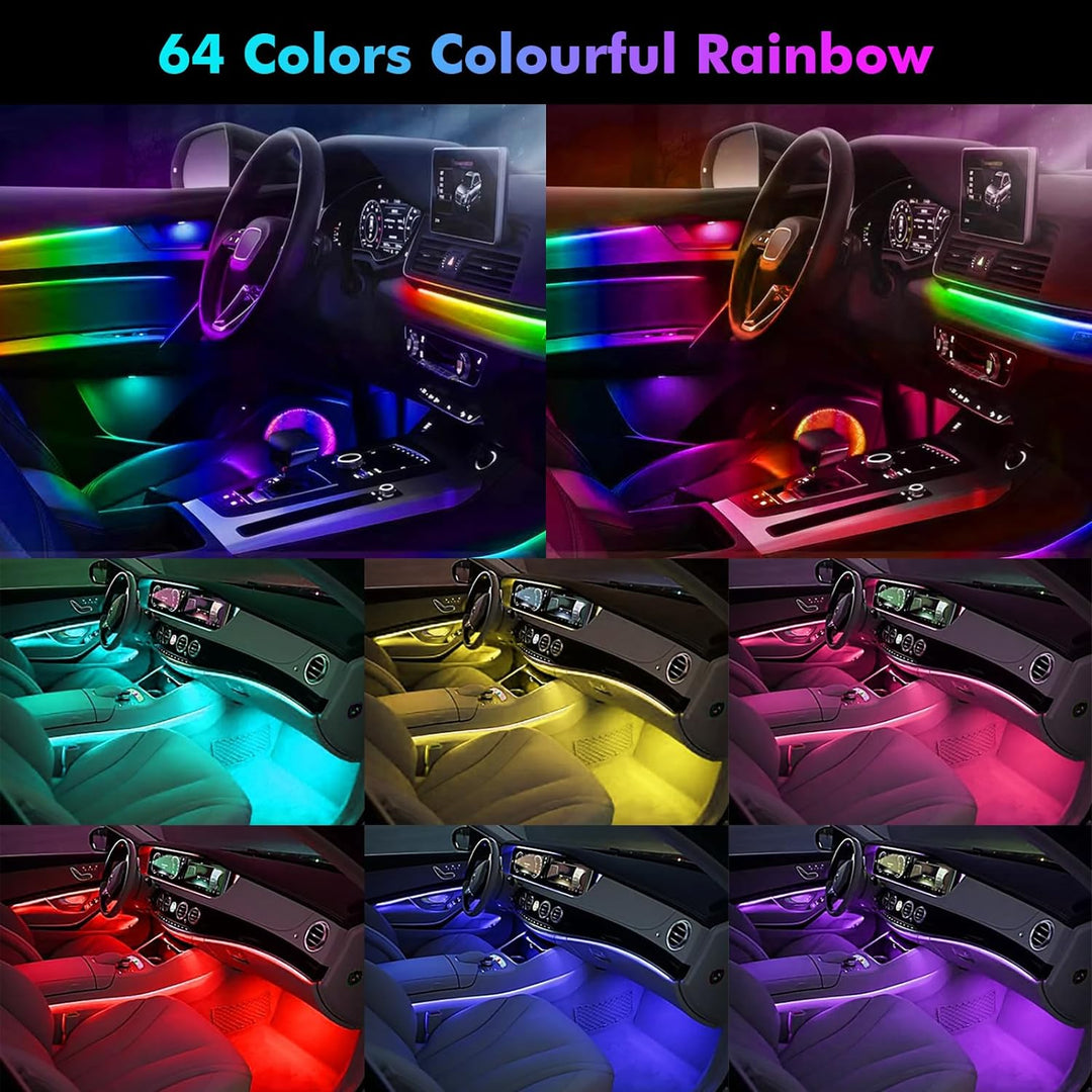 Innenraumbeleuchtung, Innenbeleuchtung Auto Lichtbänder 18 in 1 128 Bunte Acryl Faseroptikstreifen,