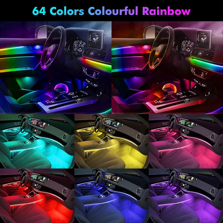 Innenraumbeleuchtung, Innenbeleuchtung Auto Lichtbänder 18 in 1 128 Bunte Acryl Faseroptikstreifen,