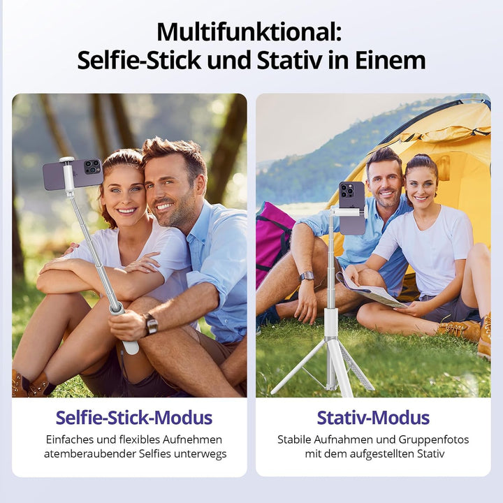 ATUMTEK 172CM Selfie-Stick Stativ Ausziehbares All-in-One-Handystativ aus Aluminium mit Bluetooth Fe