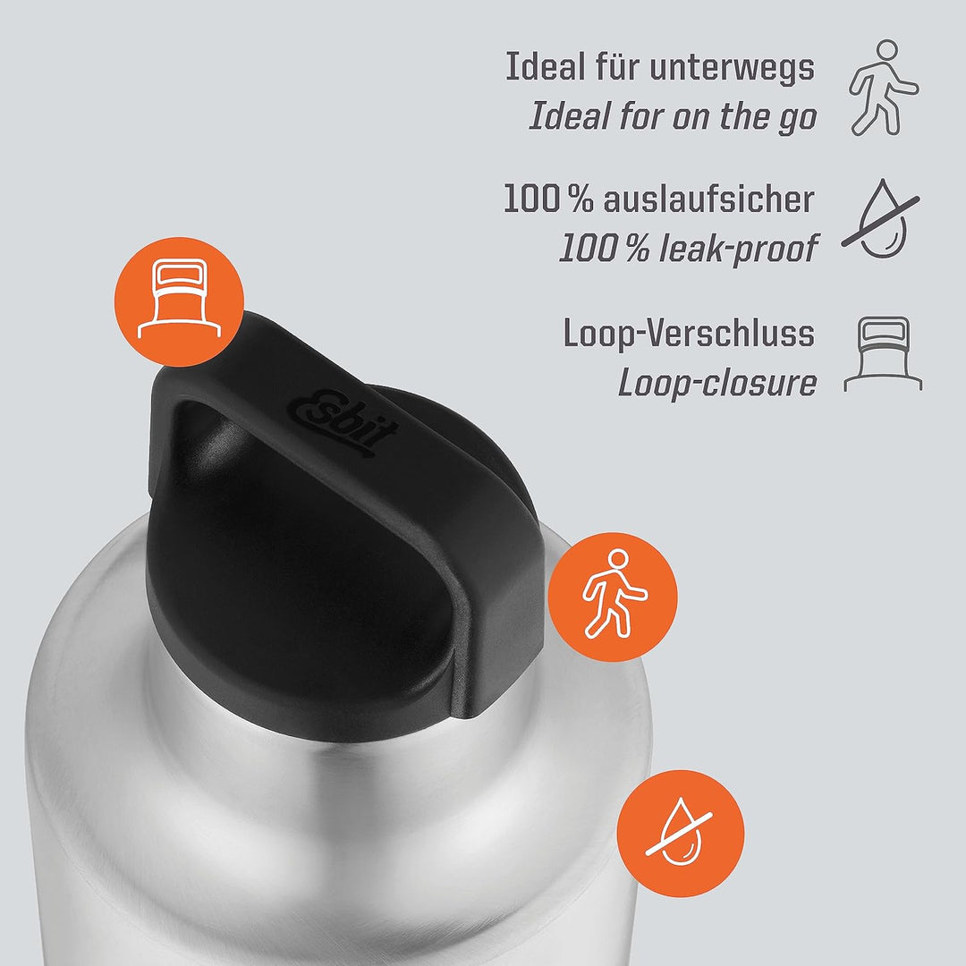 Esbit Isolierflasche Sculptor - Edelstahl Trinkflasche 750 ml - für warme und kalte Getränke 750ml O