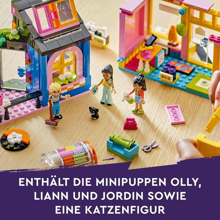 LEGO Friends Vintage-Modegeschäft, Bausatz für Kinder mit Spielzeug-Laden, Figuren und Katze, Modell