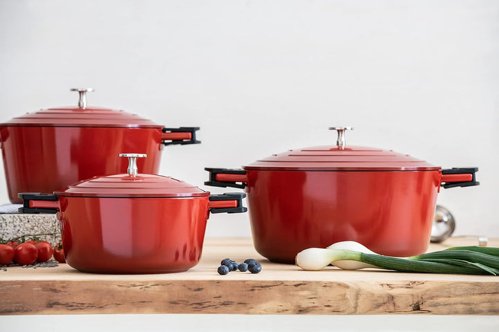 Kelomat, 3422-385, Schmortopf INDUKTION KERAMIKA RED, mit Deckel, Durchmesser 28cm, Inhalt 6,8 Liter