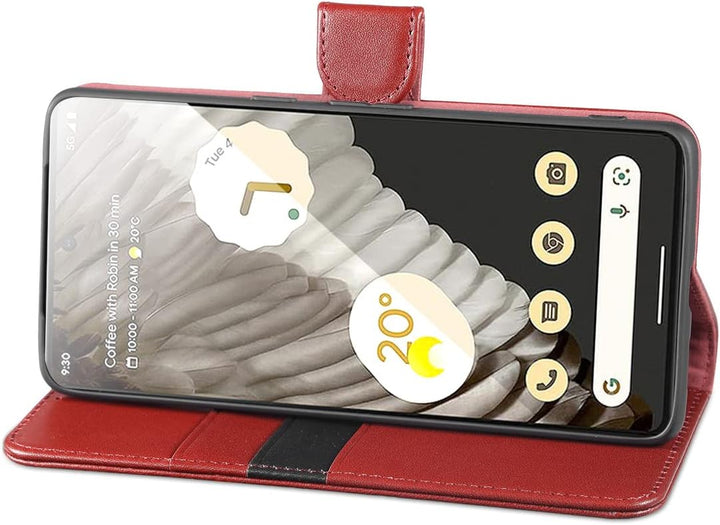 LENSUN Echtleder Hülle für Google Pixel 7 Pro, Handyhülle [Echtes Leder] [Kartenfach] [RFID Schutz]