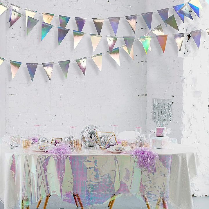40Ft Schillernde Dreieck Banner Flagge Doppelseitige Metallic Holographische Papier Wimpel Girlande