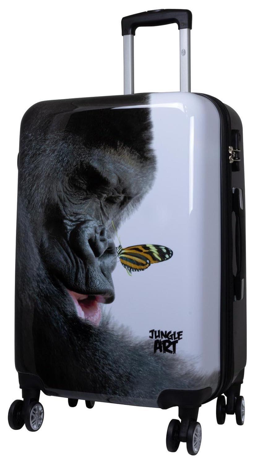 Hartschalen Koffer Trolley mit hochwertigem Motiv Print Gorilla mit Dehnfalte, Grösse L Gorilla L, G