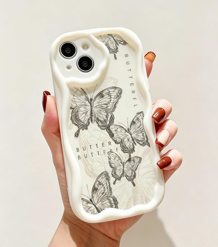 Schmetterling Welle Silikon Weich Hülle Kompatibel mit Samsung Galaxy A17 Weiss Samsung Galaxy A17 S