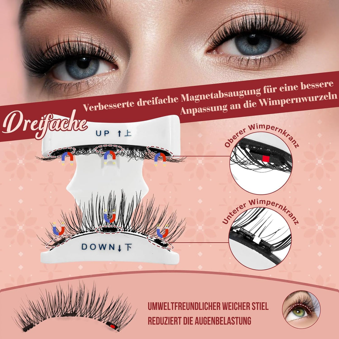 Higu clace Magnetische Wimpern,Magnet Wimpern Ohne Eyeliner,Magnetische Wimpern mit Applikator,Wimpe