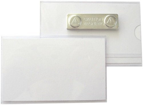 50 Stück Namensschilder, Ausweishüllen aus Hart-PVC mit Magnet 90x55 mm