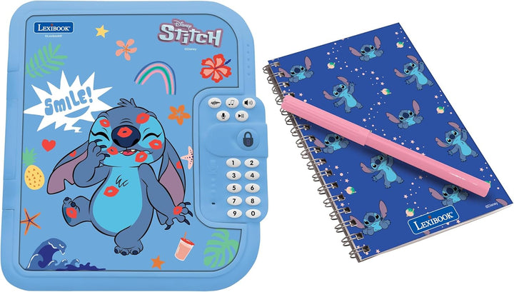 Lexibook, Disney Stitch: Elektronisches Tagebuch mit Stift und Notizbuch inklusive, interaktiv, pass