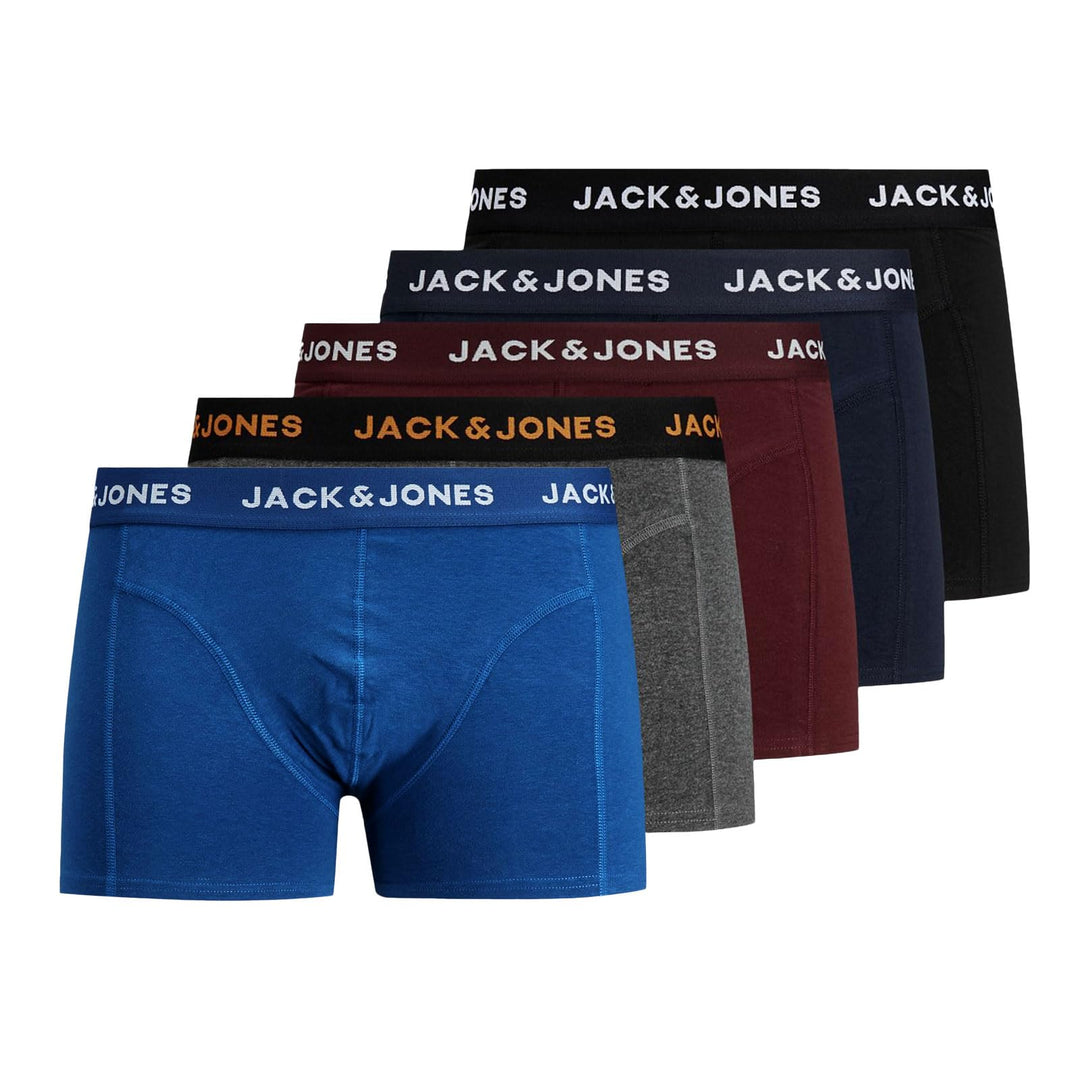 JACK & JONES Male Trunks 5er-Pack Herrenunterwäsche in Grösse XS–XXL L - Black/Navy Blazer/Port Roya