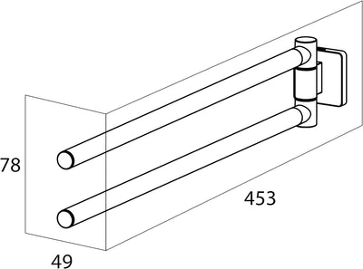 Tiger Dock Handtuchhalter mit zwei schwenkbaren Armen, Edelstahl verchromt, B x H x T: 4,9 x 7,8 x 4