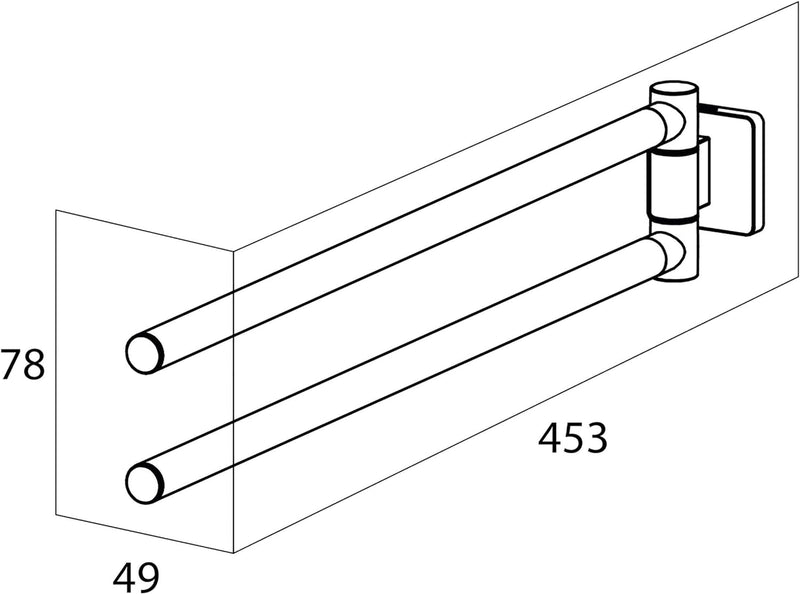 Tiger Dock Handtuchhalter mit zwei schwenkbaren Armen, Edelstahl verchromt, B x H x T: 4,9 x 7,8 x 4