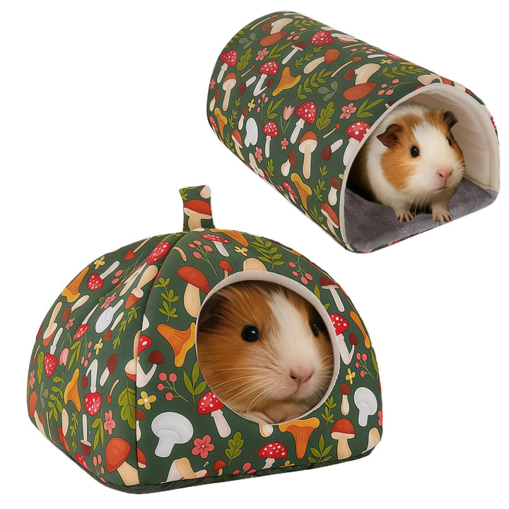 2er Set Meerschweinchen Bett: Ultraweiches Material Meerschweinchen Tunnel, Kuschelhöhle mit abnehmb
