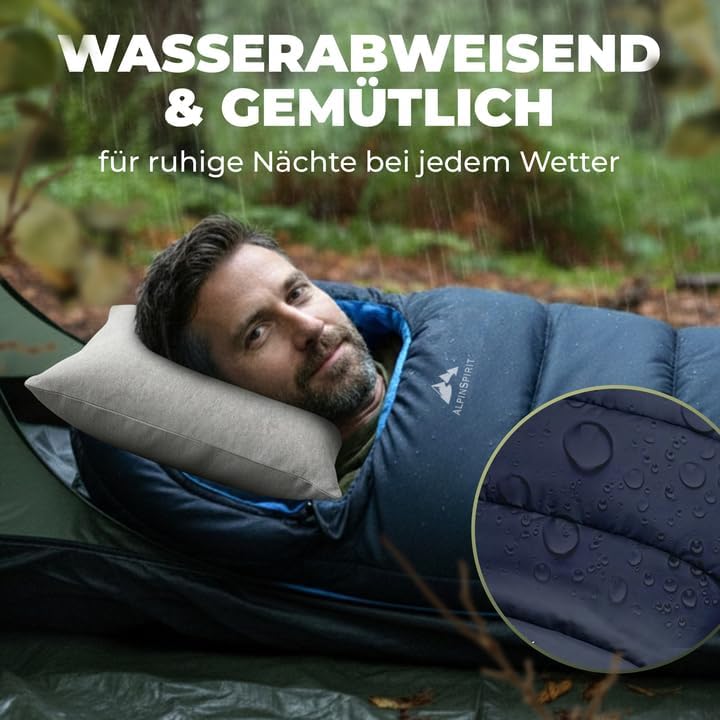 Schlafsack [Ultraleicht] 3 Jahreszeiten Sommer & Winter, kleines Packmass, Komfort, 210x75 cm, leich