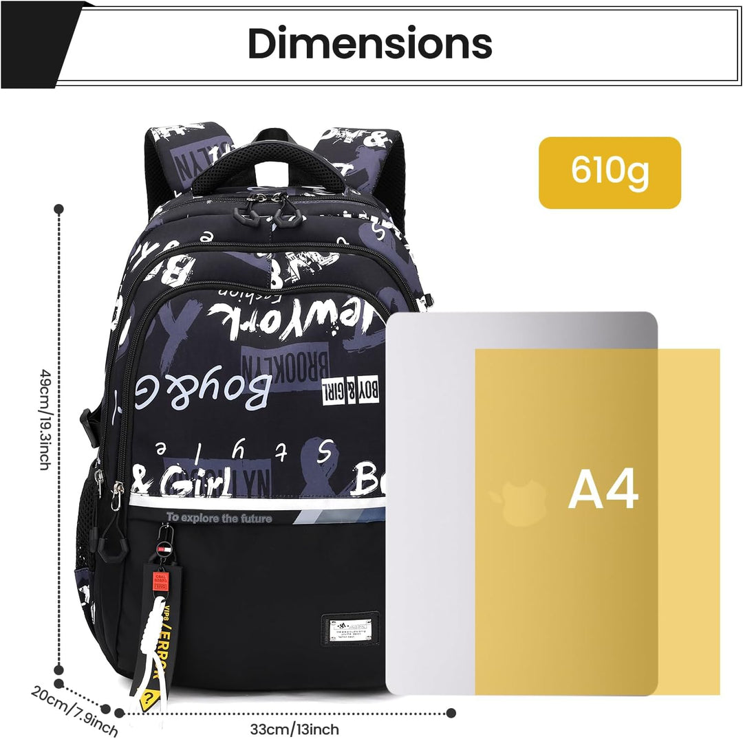 Amythe Schulrucksack Jungen Rucksack Teenager – Wasserdichter Lässiger Daypack Gross Schulranzen, Mi