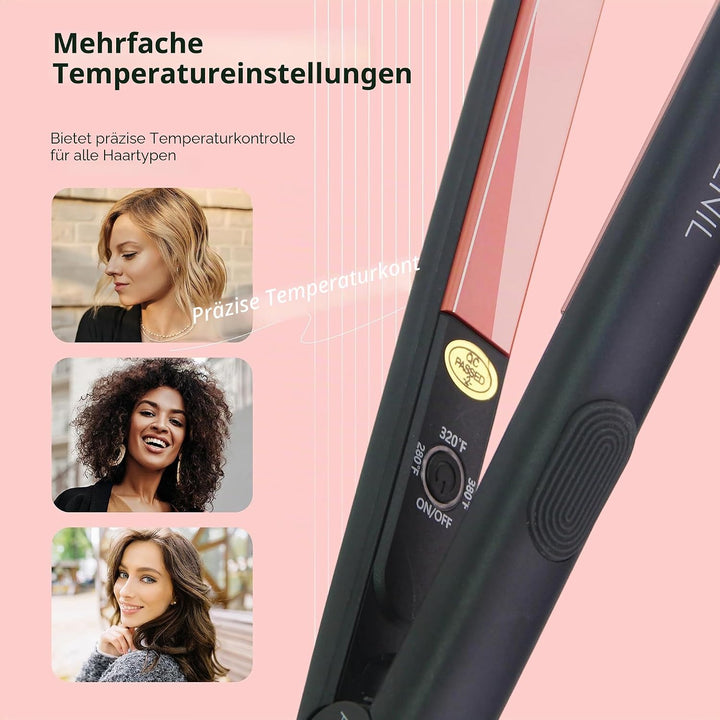 ANGENIL Pro Mini Haarglätter und Lockenstab aus Titan, 2-in-1, sportlicher Haarglätter und Reisegrös