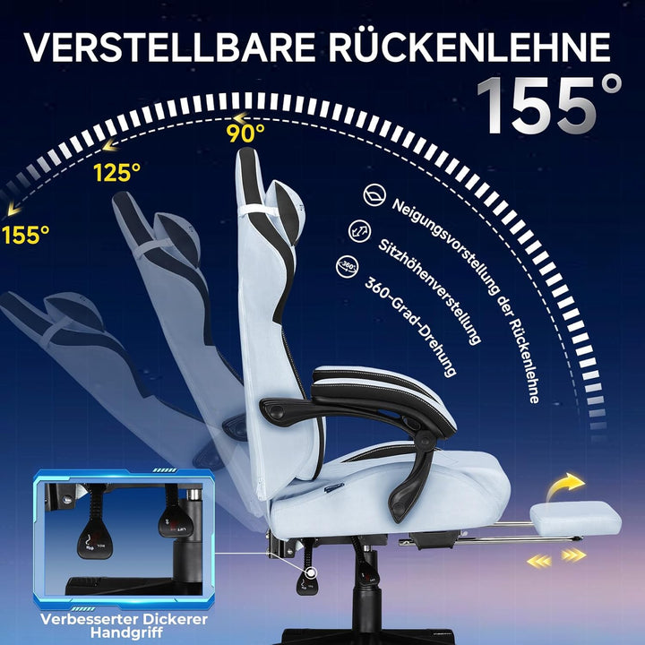 GTPLAYER Gaming Stuhl, Ergonomischer Gamer Stuhl aus Hochwertiger Flanell mit Lendenwirbelstütze, PC
