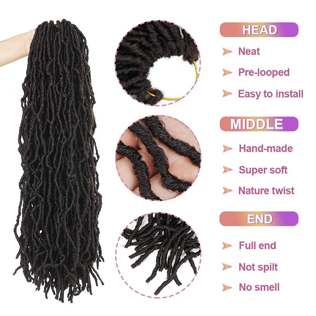 Beyond Beauty 6 Packungen 24Zoll vorgeschlungene Nu Faux Locs Häkelhaar, weiche Dreadlocks, Flechtha