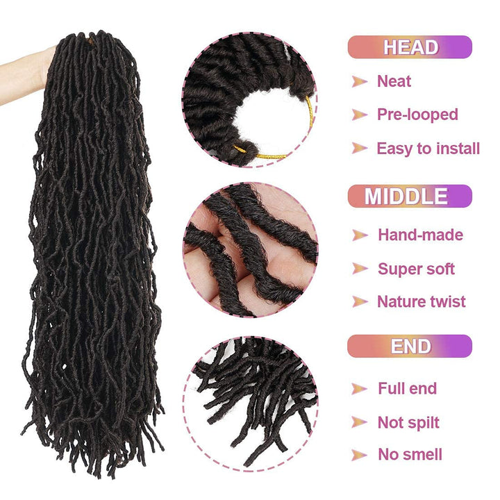 Beyond Beauty 6 Packungen 24Zoll vorgeschlungene Nu Faux Locs Häkelhaar, weiche Dreadlocks, Flechtha