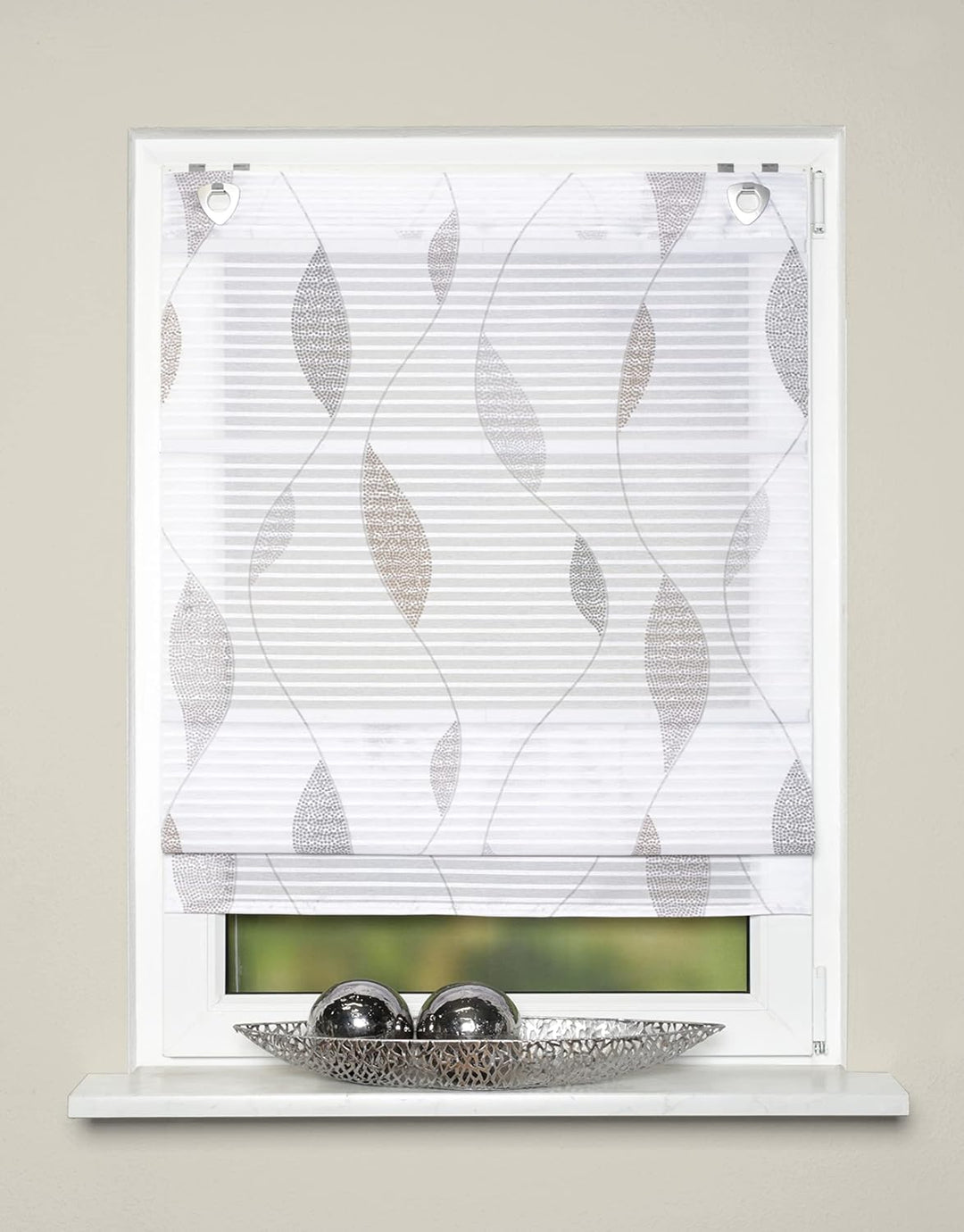 Home Fashion Magnetrollo Querstreifen Digitaldruck Paolo, Stein, 130 X 80 cm