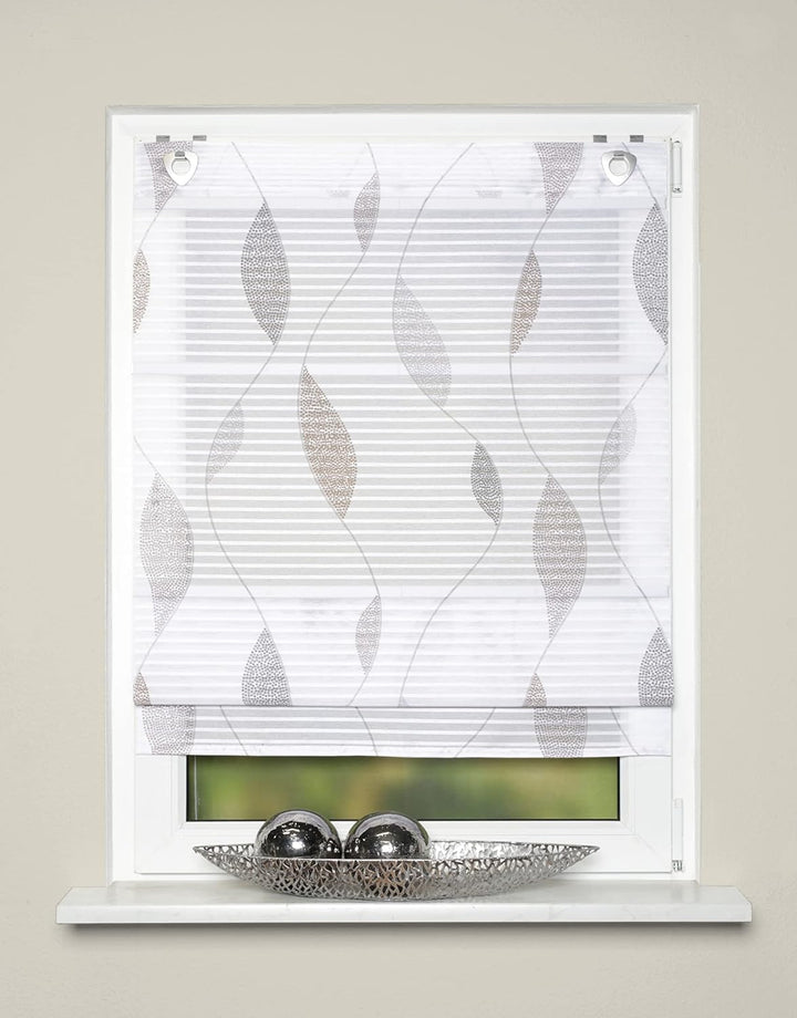 Home Fashion Magnetrollo Querstreifen Digitaldruck Paolo, Stein, 130 X 80 cm