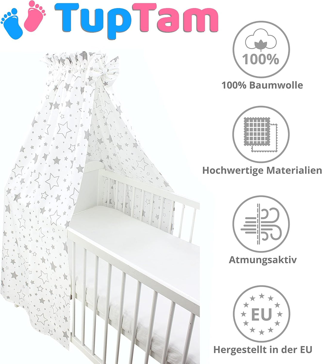 TupTam Babybett Himmel mit Schleifchen, Farbe: Graue Galaxie, Grösse: ca. 160x240 cm ca. 160x240 cm
