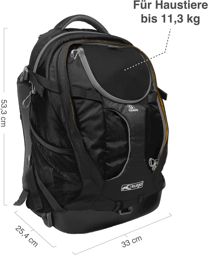Kurgo G-Train Hunderucksack, Mit integriertem Haustierfach, Wasserfester Boden, Für Haustiere bis zu