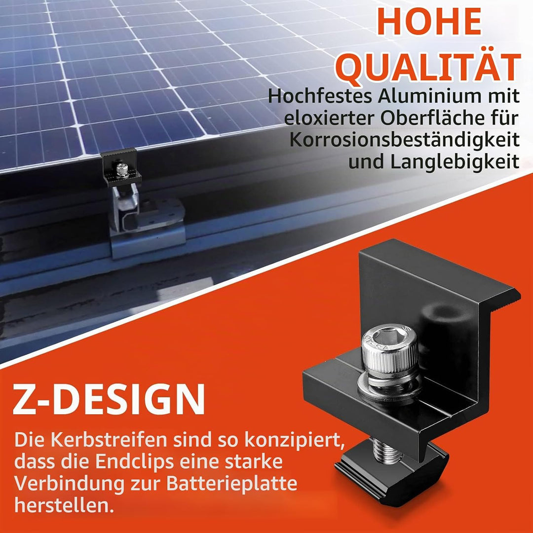 GETLITOOL Solarmodul Halterung 35mm Endklemme Kit, 10x Solarpanel Z Halterung Randklemme für Photovo