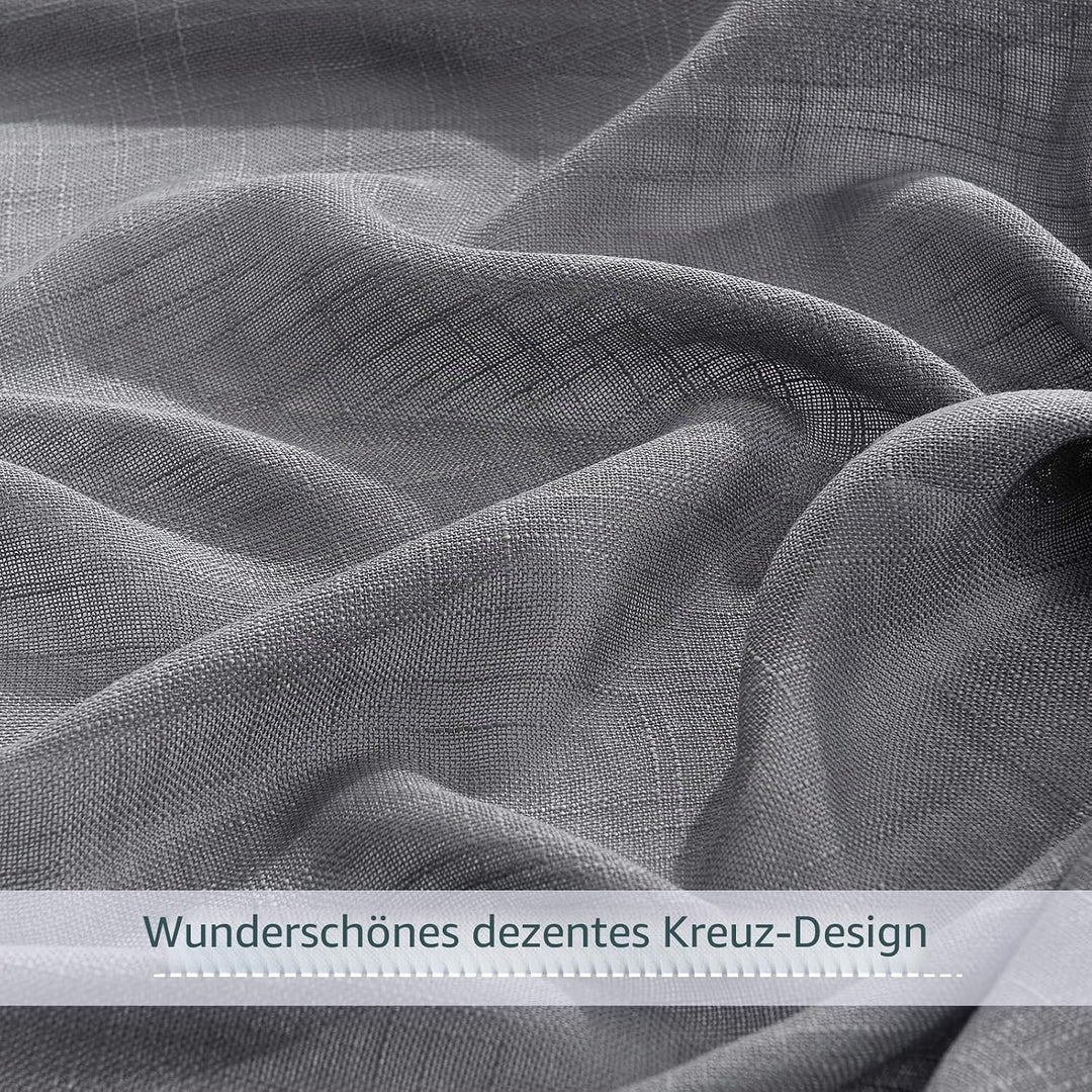 PONY DANCE Gardinen Wohnzimmer Modern Vorhang Leinenoptik - 2 Stücke H 245 x B 140 cm Gardinen Halbt