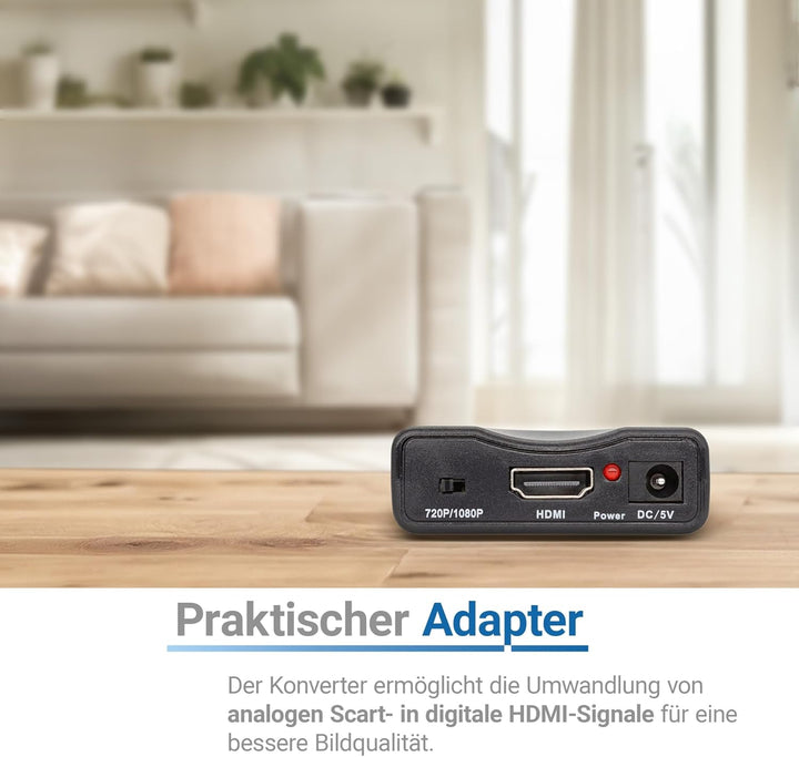 Sky Vision SCART auf HDMI Konverter, SCART Wandler, SCART zu HDMI Adapter, PAL und NTSC Unterstützun