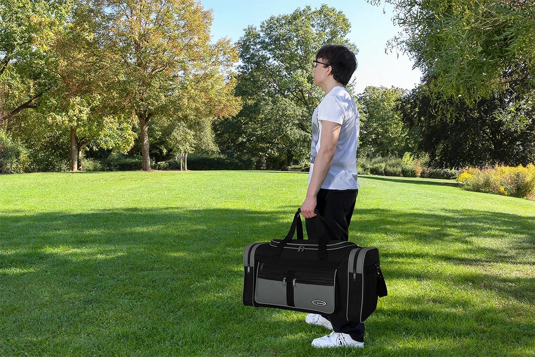 Sporttasche, Reisetasche und Fitnesstasche für Damen und Herren- Tainingstasche, Gym Bag (Grau, L 65