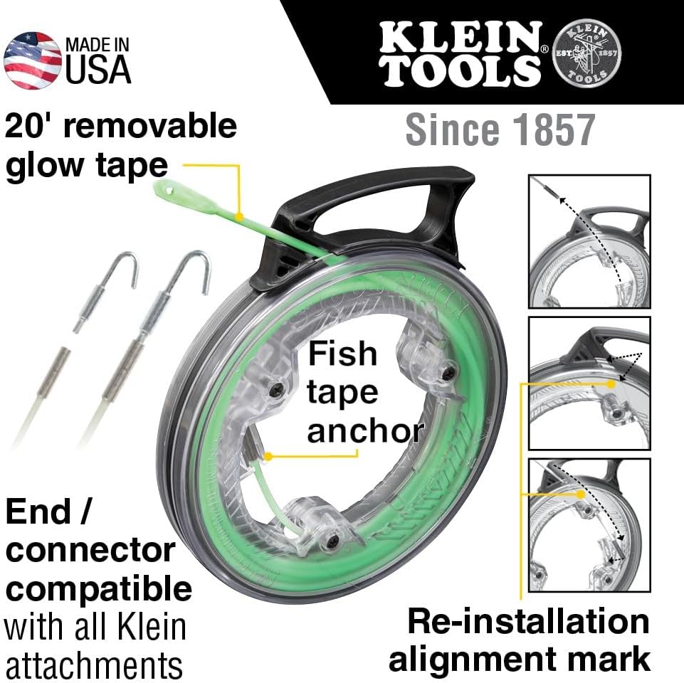Klein Tools 50550 Fischband, Fiberglas-Fischband mit Nylonspitze und Edelstahl-Anschluss für Angelru