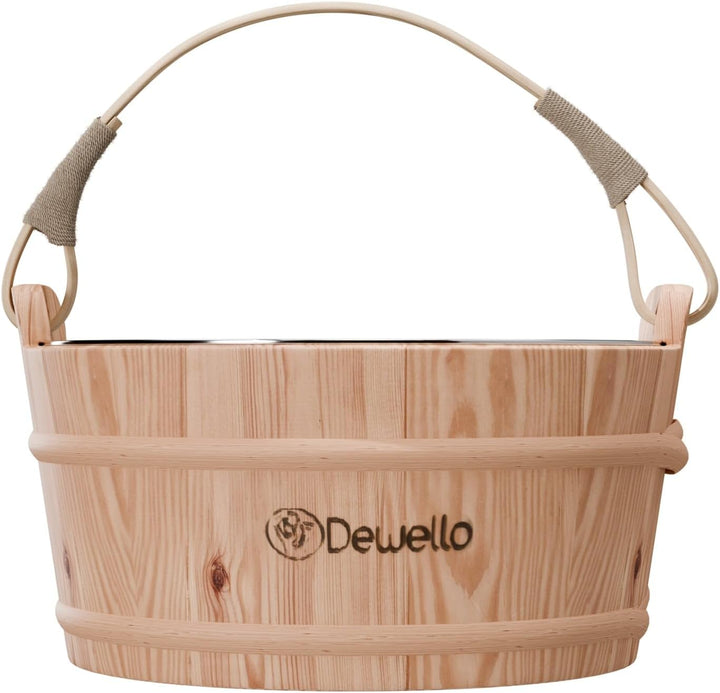 Dewello® Saunaeimer inkl. Kelle mit Edelstahleinsatz, Fassungsvermögen ca. 3 Liter, Hemlock-Holz, Ba