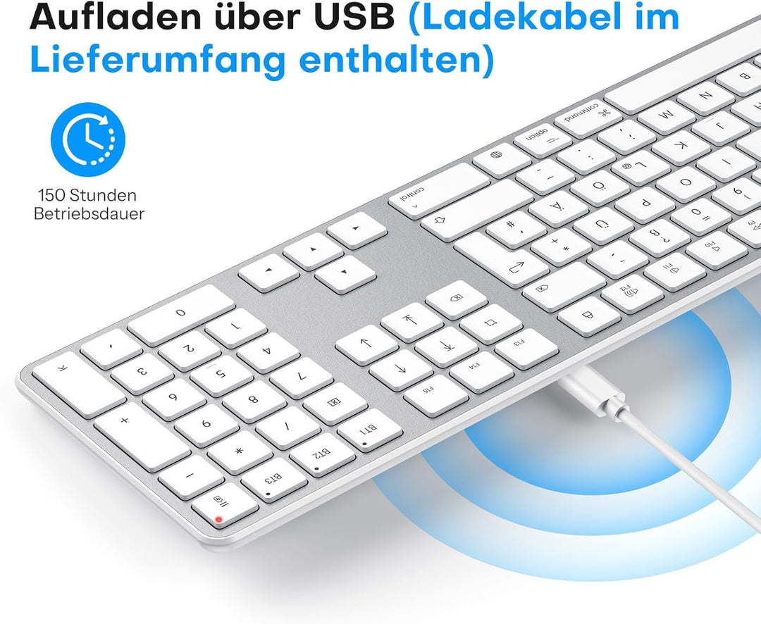 OMOTON Mac Tastatur Maus Set Kabellose für MacBook Air/Pro/iMac/iMac Pro/Mac mini, Bluetooth Funktas