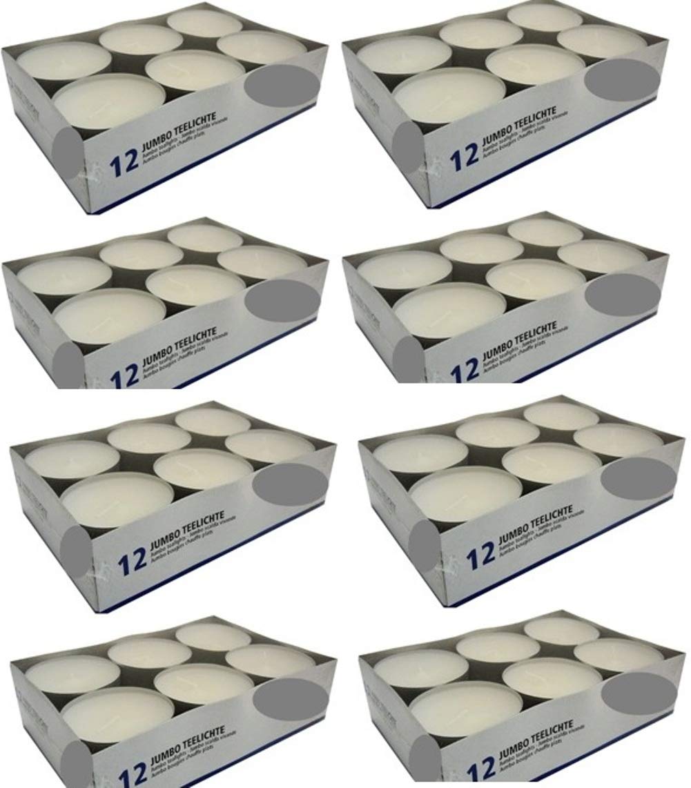 Hillfield® 96 Maxi Teelichter 9 Std. Brenndauer i. Alubecher, Maxilicht, Jumbo Teelichter, ohne Duft