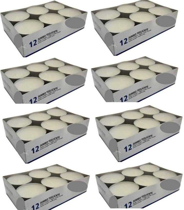 Hillfield® 96 Maxi Teelichter 9 Std. Brenndauer i. Alubecher, Maxilicht, Jumbo Teelichter, ohne Duft