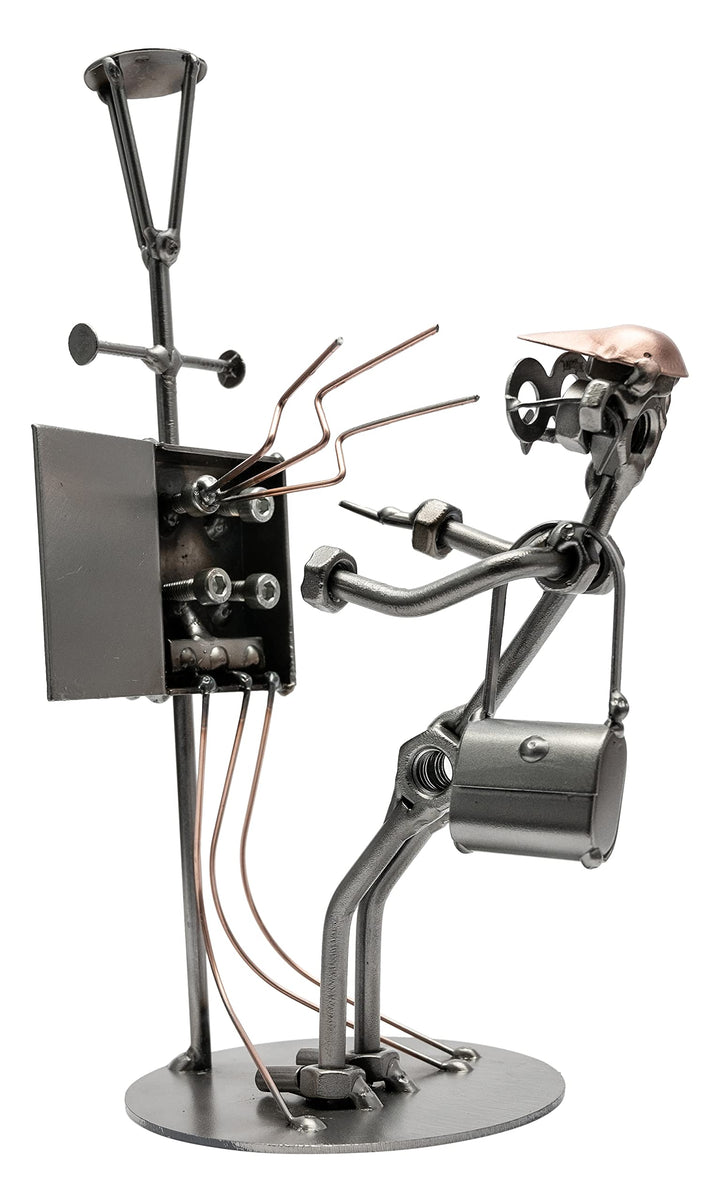 STEEMO Schraubenmännchen Elektriker Handwerker Geschenk Metall-Deko 13x12x24 cm