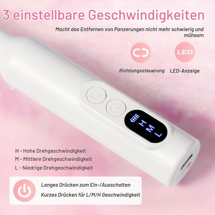 Brencco Professionelle Kabellose Nagelfräser,12 in 1 Fräser für Gelnägel 18000 u/min,8 Bohrköpfe Hal