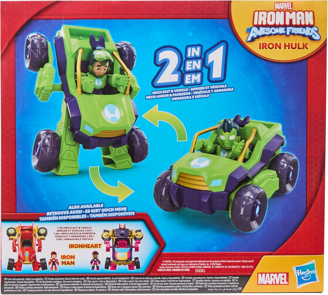 Marvel Iron Man and his Awesome Friends Iron Hulk 2-In-1 Mech-Anzug & Fahrzeug, Action-Figur & Fahrz