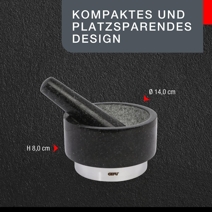 GEFU Mörser X-PLOSION, Granitmörser für das Zermahlen von Gewürzen, inkl. Stössel, klein und