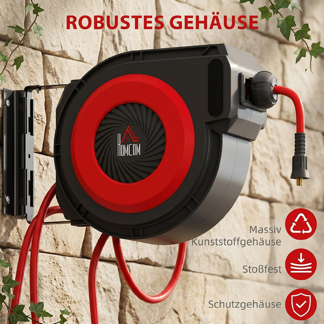 HOMCOM Automatik Druckluftschlauchtrommel 15m+1,5m Druckluftschlauch