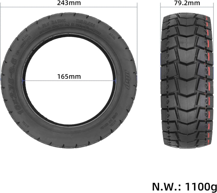 10 x 2,75-6,5 Selbstreparierender Schlauchlose Reifen für Kukirin G2 Master/Kukirin G3 / Speedway 5