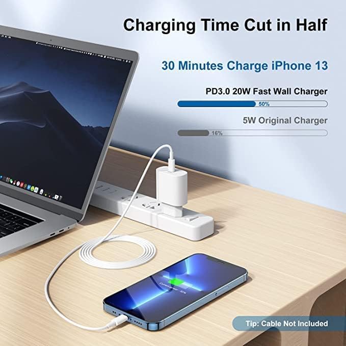 2Pack iPhone Schnellladegerät mit Ladekabel Original, iPhone Schnellladekabel USB C Power Adapter Ty
