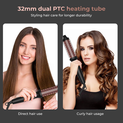 Thermal Brush 32mm, UKLISS Elektrische Haarbürste, 3 in 1 Stylingbürsten mit Lockenbürste Hot Comb H