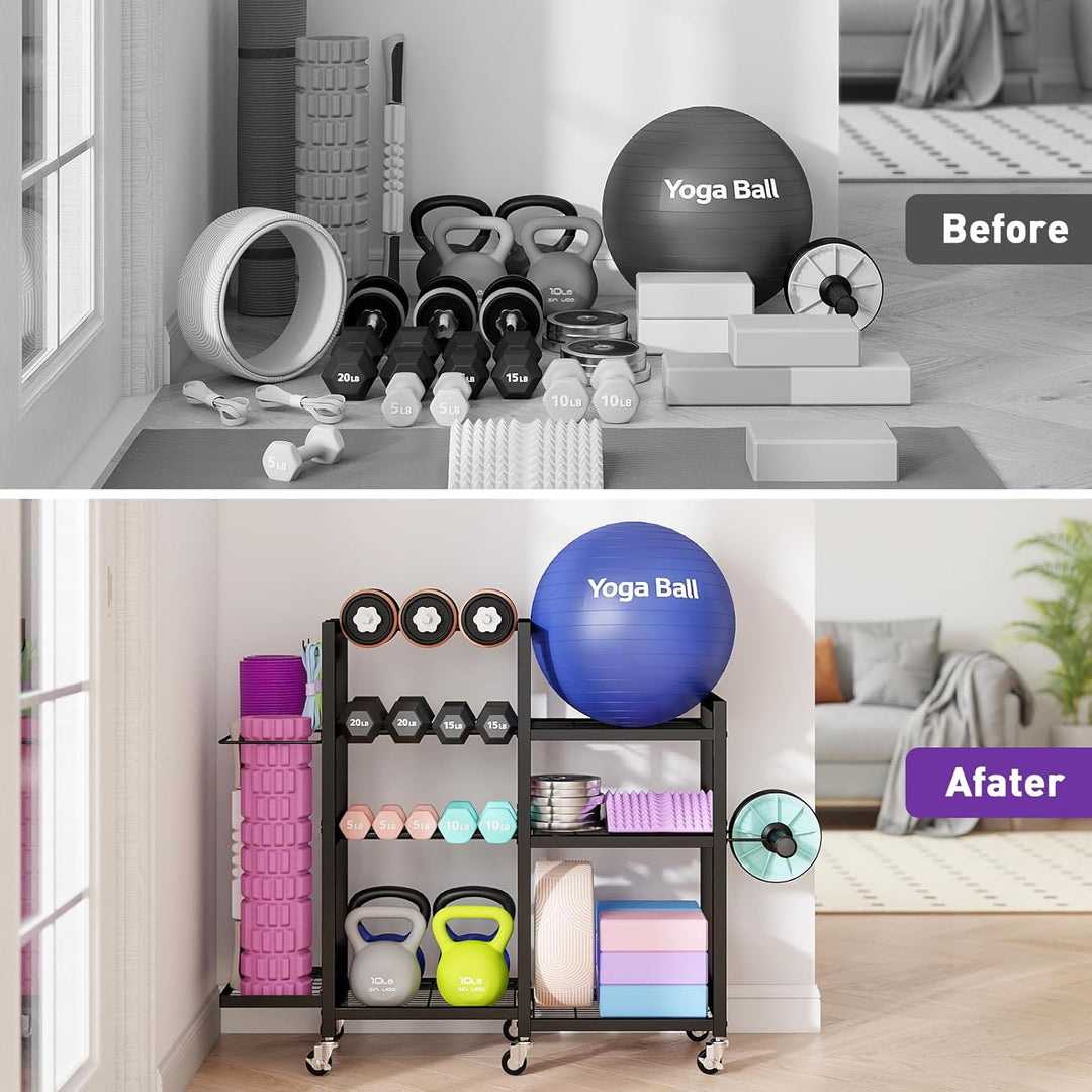 7-Stufiger Hantelständer, Multifunktionale Hantelablage, Home Gym Aufbewahrung für Hanteln, Kettlebe