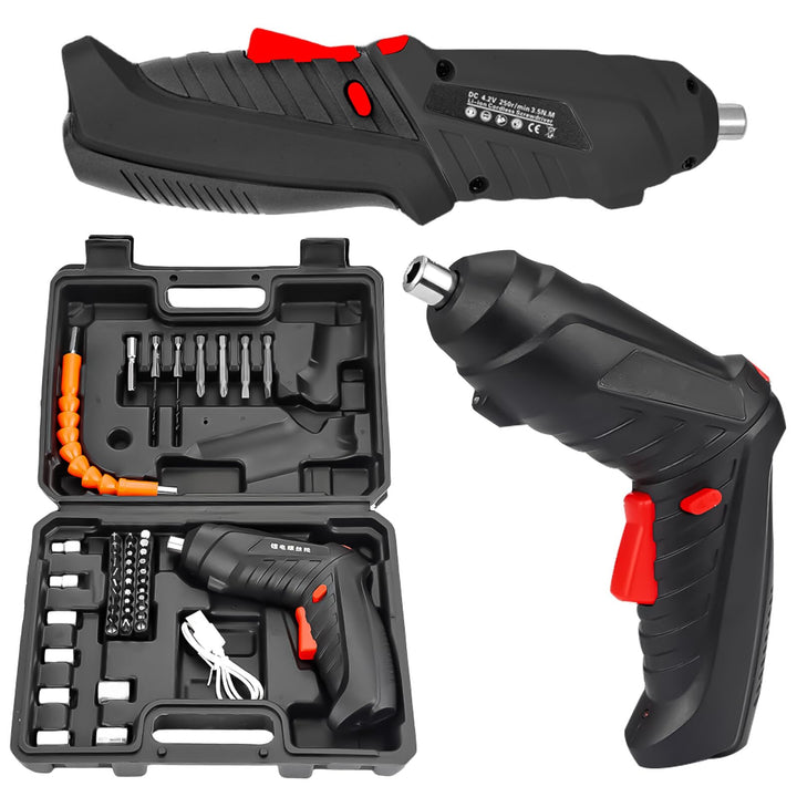 Mini Akkuschrauber 47 PCS 4.2V Klein Set, USB Akkuschrauber mit LED Licht Werkzeugkoffer für Heimpro