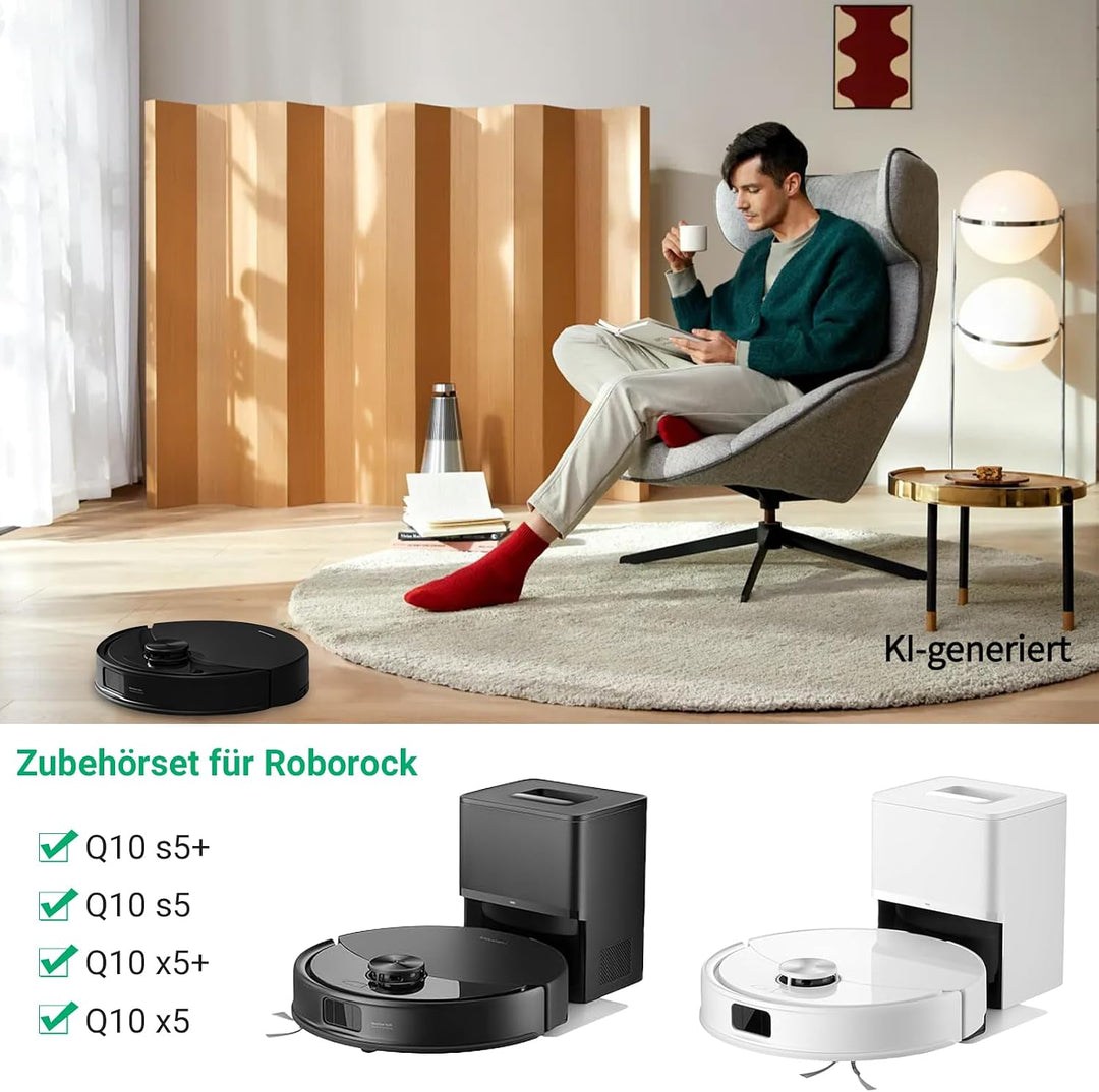 30 Stück Zubehör für Roborock Q10 S5+/Q10 S5/Q10 X5+ Saugroboter | 2 Hauptbürsten,4 Filter,4 Wischpa