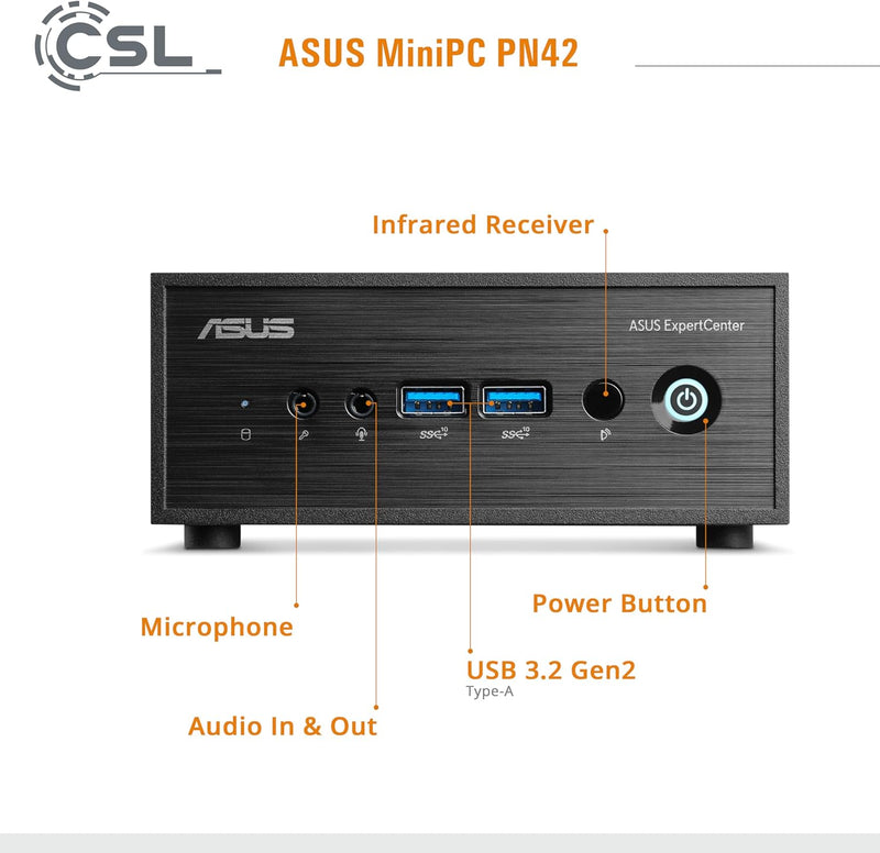 Mini PC ASUS PN42 mit Windows 11 Pro, Intel N100 4X 3400 MHz, 1000 GB M.2 SSD, 32 GB DDR4-RAM, Intel