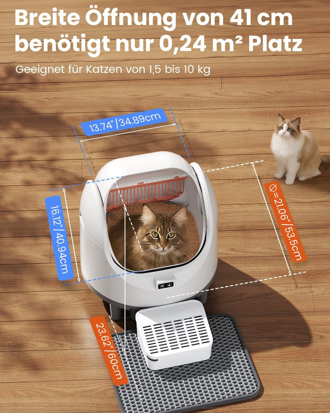 Offenes, Katzenklo Selbstreinigend für grosse Katzen (10 kg), XL Automatische Katzentoilette, 2 Roll