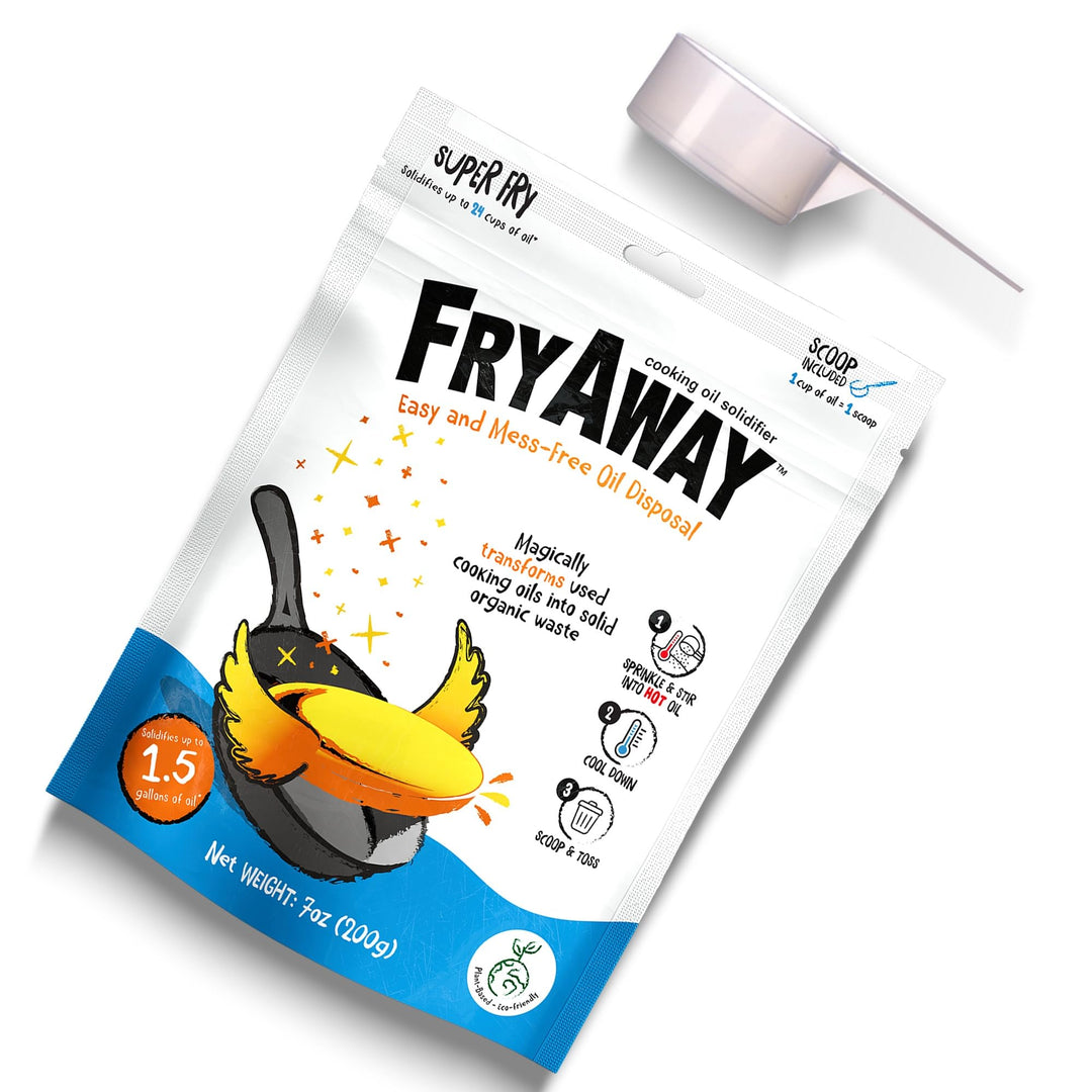 FryAway Super Fry Speiseöl-Verfestigungspulver, 100% pflanzlich, Altöl-Entsorgung, verfestigt bis zu